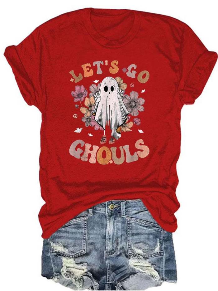 Women'S Let'S Go Ghouls Printed Short Sleeve T-Shirt