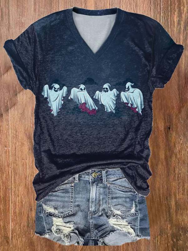 Women's Ghost Print Short Sleeve T-Shirt
