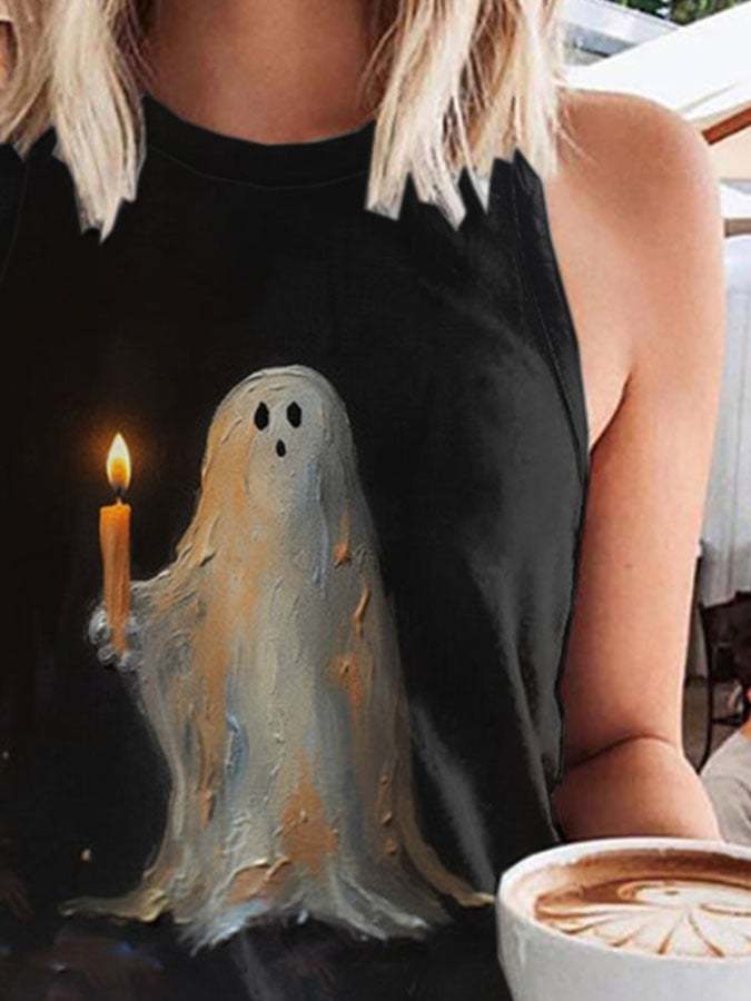 Ghost Painting Candle Print Tank Top