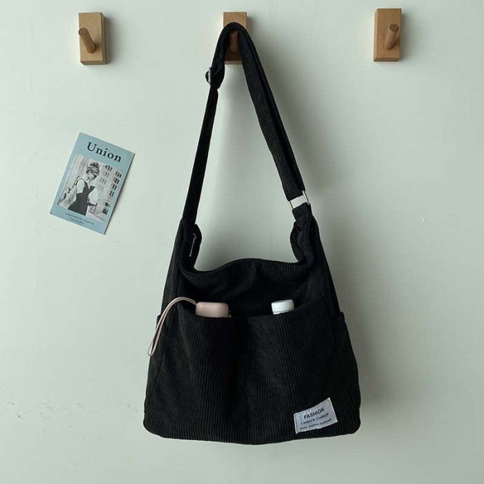 Corduroy Shoulder Bags 2023 Women Fashion Leisure College Handbags Totes Bags