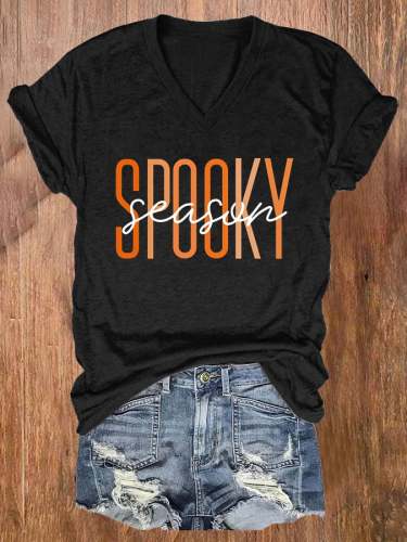 Women's Spooky Season Print Casual T-Shirt