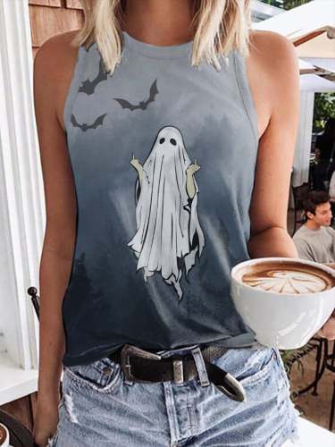 Women's Casual Ghost Art Print Tank Top