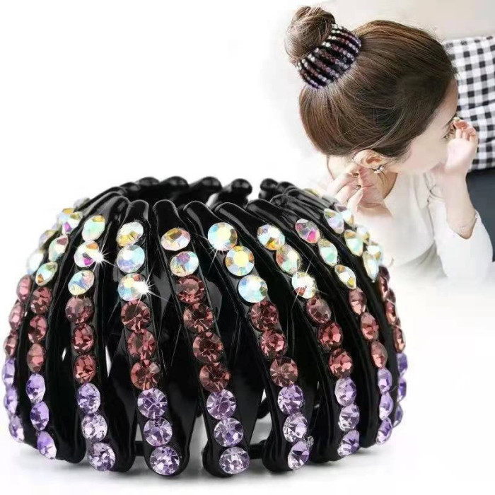 Fashion Crystal Rhinestone Hairpin Bun Hair Claw Clips
