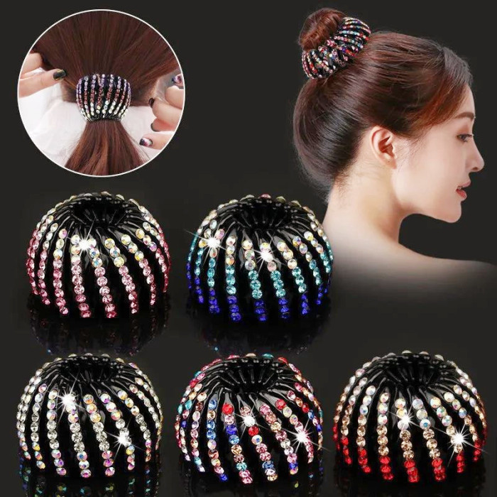Fashion Crystal Rhinestone Hairpin Bun Hair Claw Clips