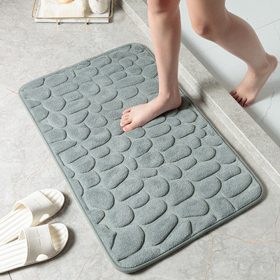 Bathroom Bath Mat 3D Cobblestone Embossed Non Slip Mat Floor Rug