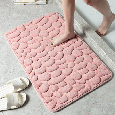 Bathroom Bath Mat 3D Cobblestone Embossed Non Slip Mat Floor Rug