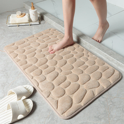 Bathroom Bath Mat 3D Cobblestone Embossed Non Slip Mat Floor Rug