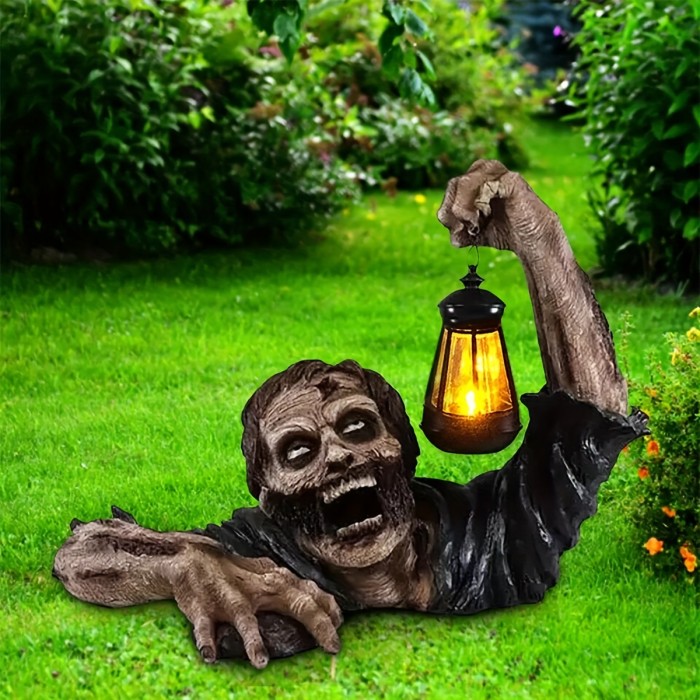 1pc Zombie Lantern From Cemetery Garden Statue Zombie Halloween Decoration, 8.27*6.7*7.5inch\u002F21*17*19centimeters