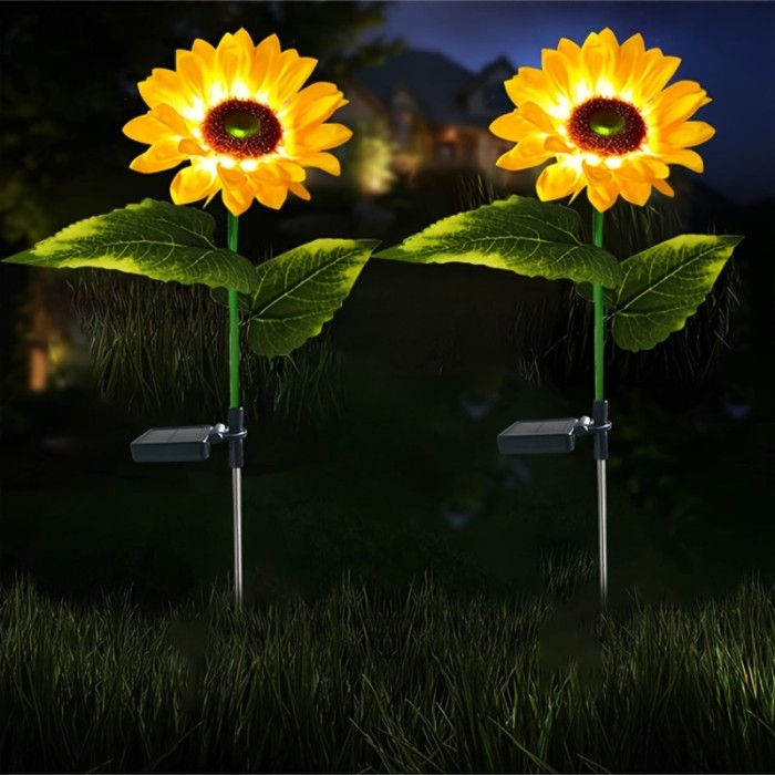 1pc\u002F3pcs 30.7''x5.5'' LED Solar Sunflower Light - Waterproof, Rainproof & Windproof - Perfect For Outdoor Garden Lawn Decor, Halloween Decorations Lights Outdoor