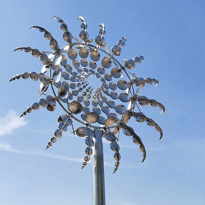 1pc Unique And Magical Metal Windmill 3D Wind Powered Kinetic Sculpture Lawn Metal Wind Spinners Yard And Garden Decor Gift