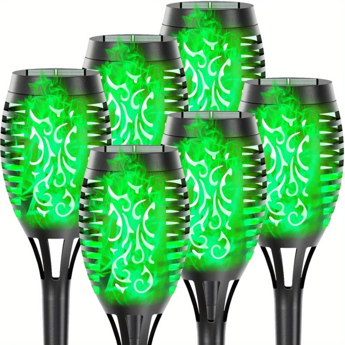 4\u002F8\u002F12pcs\u002Fpack Solar Halloween Decorations Lights Outdoor, 12LED Solar Torch Lights With Flickering Flame For Garden Decor, Mini IP65 Waterproof Landscape Flame Lights For Yard Pathway Patio Pool - Auto On\u002FOff