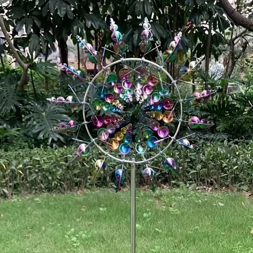 1pc Unique And Magical Metal Windmill, 3D Wind-Driven Magical Metal Dynamic Wind Sculpture Windmill, Yard, Yard And Garden Decorated Wind Catchers Spinners, 11.81inch