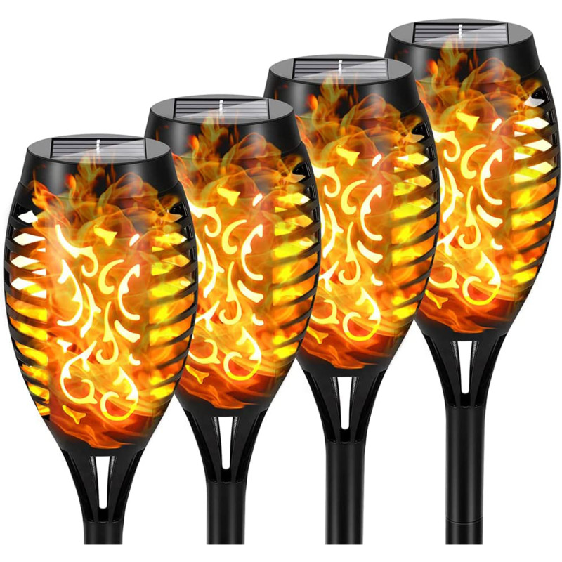 4\u002F8\u002F12pcs\u002Fpack Solar Halloween Decorations Lights Outdoor, 12LED Solar Torch Lights With Flickering Flame For Garden Decor, Mini IP65 Waterproof Landscape Flame Lights For Yard Pathway Patio Pool - Auto On\u002FOff