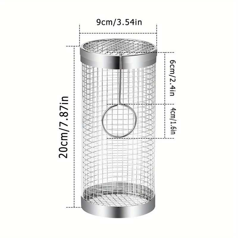 1\u002F2pcs BBQ Rolling Grill Basket, Stainless Steel Grilled Cage, Round BBQ Grill Mesh For Vegetable Fries Fish, Portable Barbecue Cooking Grill Net, Grilling Baskets For Outdoor Grilling, Outdoor Camping Grilling Rack, Camping Picnic Cookware