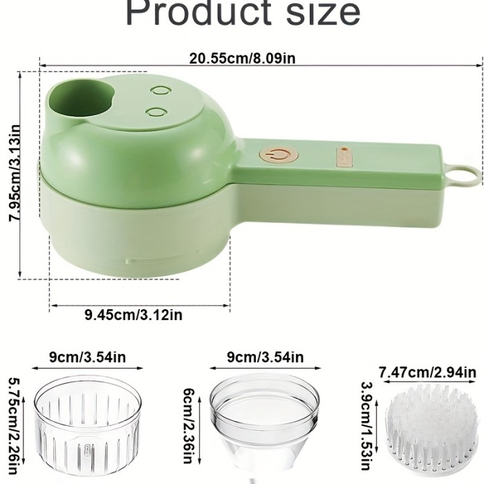 Electric Vegetable Chopper: Multifunctional and Portable Garlic Press and Slicer Set for Easy Chopping and Food Processing.