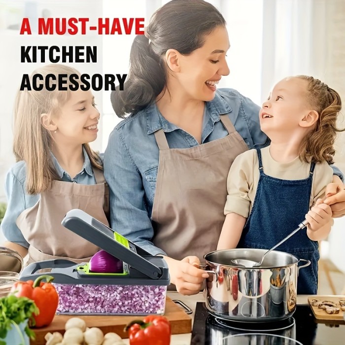 12\u002F16pcs\u002FSet, Vegetable Chopper, Multifunctional Fruit Slicer, Handle Food Grater, Vegetable Slicer, Cutter With Container, Onion Mincer Chopper With Multiple Interchangeable Blades, Household Potato Shredder, Kitchen Stuff, Kitchen Gadgets
