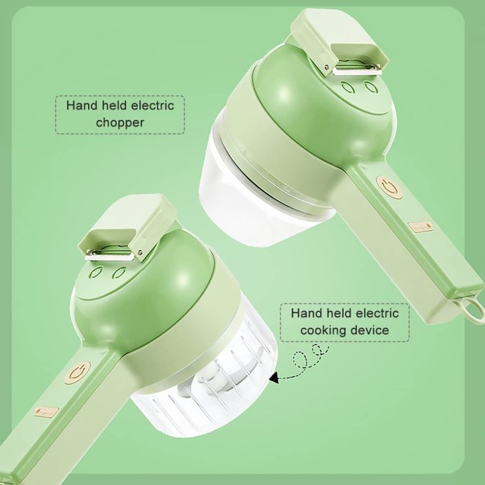 Electric Vegetable Chopper: Multifunctional and Portable Garlic Press and Slicer Set for Easy Chopping and Food Processing.