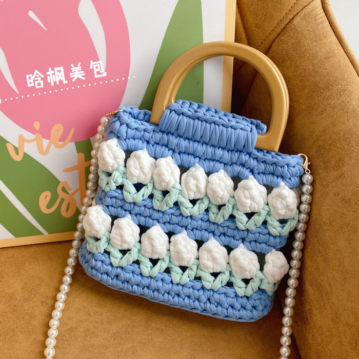 New DIY Tulip Tote Bag Knitting Girlfriend Gift Crochet Supplies