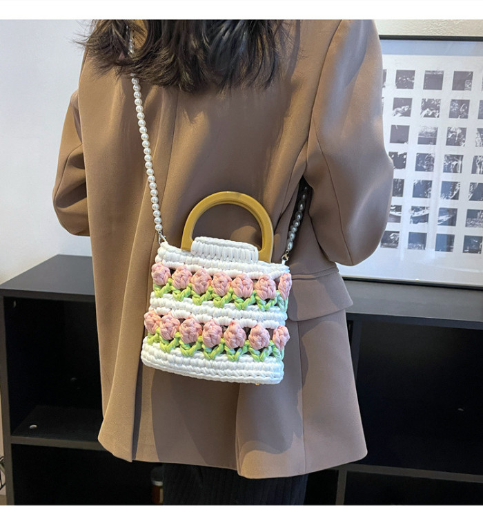 New DIY Tulip Tote Bag Knitting Girlfriend Gift Crochet Supplies