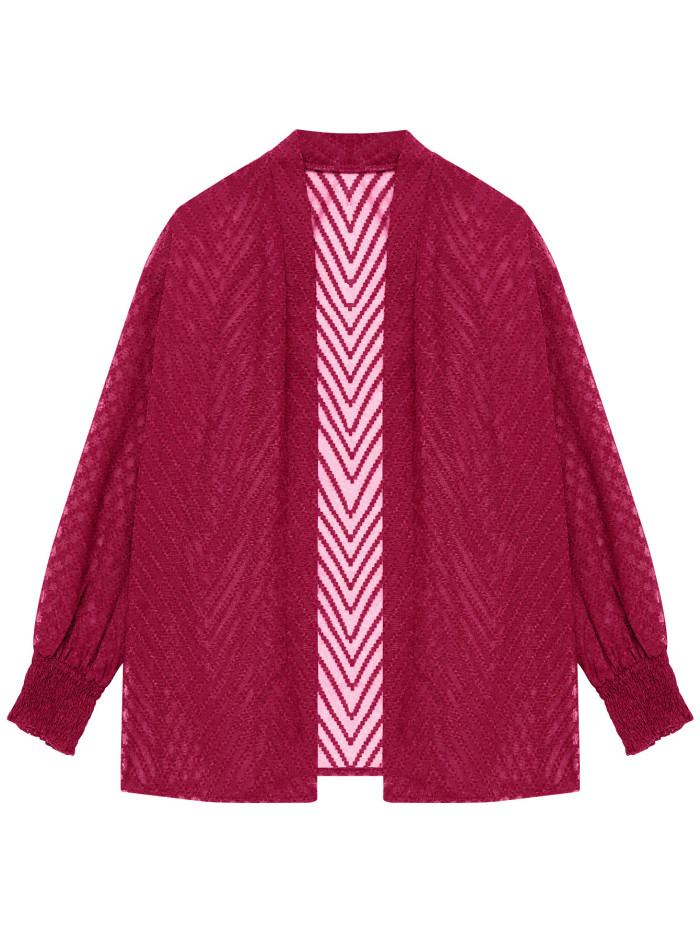 Fashion New Women's Casual Solid Color Loose Jacquard Cardigan