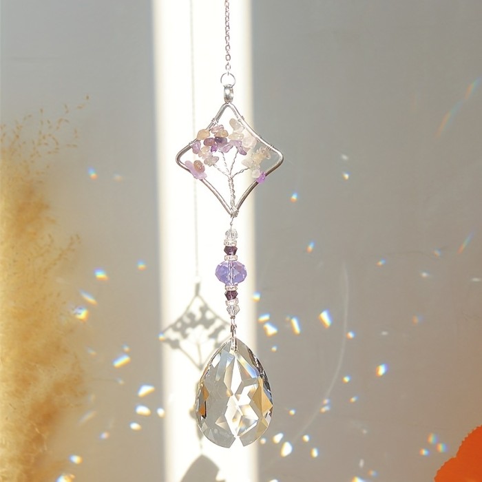 1pc Crystal Wind Chime Hexagram Moon Pendant Suitable For Wedding Party Home Decoration Car Hanging Hanging Ornament Suncatcher