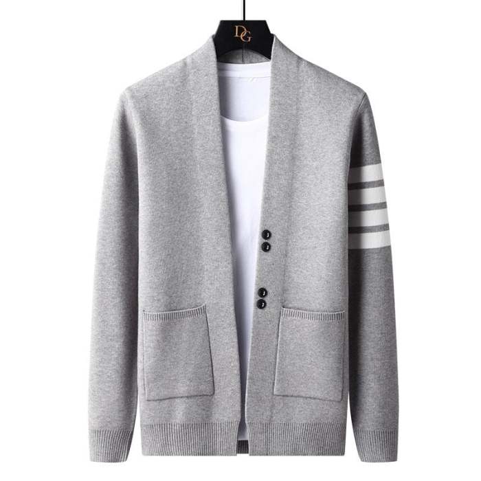 Men's Striped  Wool Knitwear Cardigan Coat