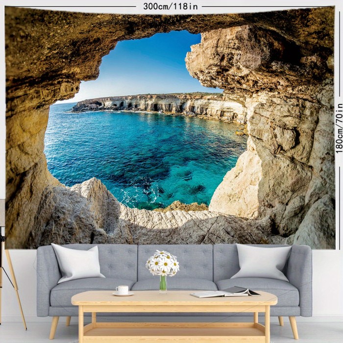 1pc Seaside Beach Tapestry, Nature Landscape Tapestry Wall Hanging Wall Decoration, Home Decor For Living Room & Bedroom