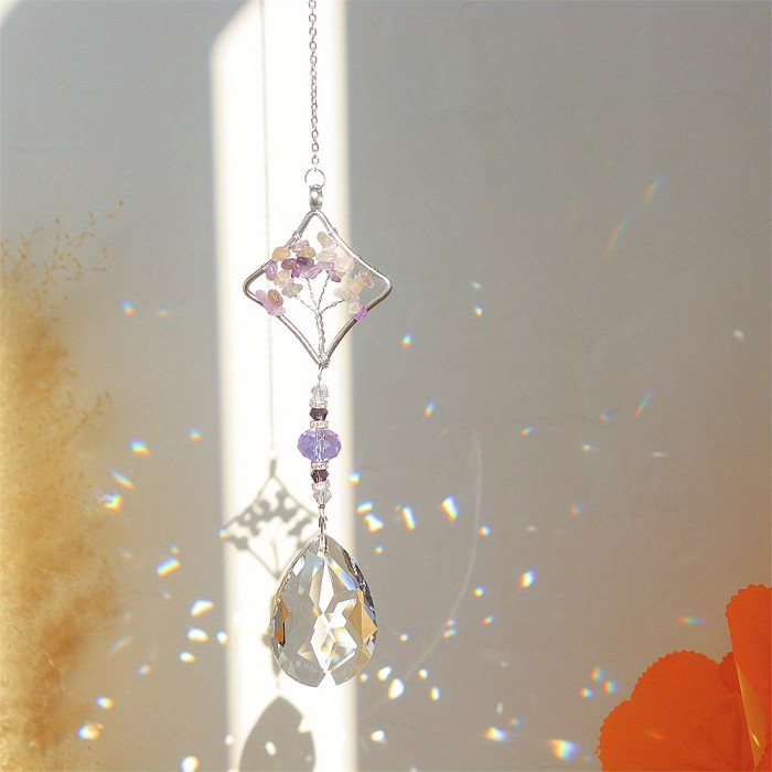 1pc Crystal Wind Chime Hexagram Moon Pendant Suitable For Wedding Party Home Decoration Car Hanging Hanging Ornament Suncatcher