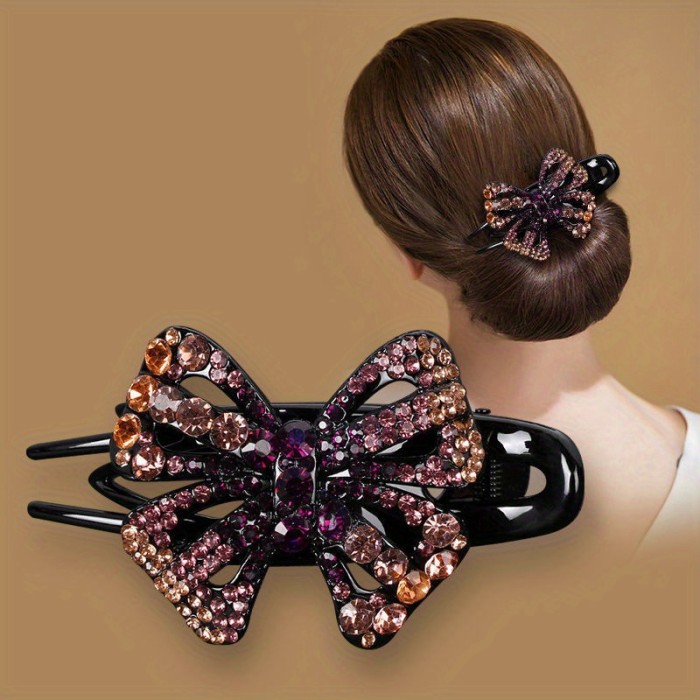 Rhinestone Butterfly Flexible Hair Claw Clip Vintage Hair Accessories For Women Headdress Hairpin
