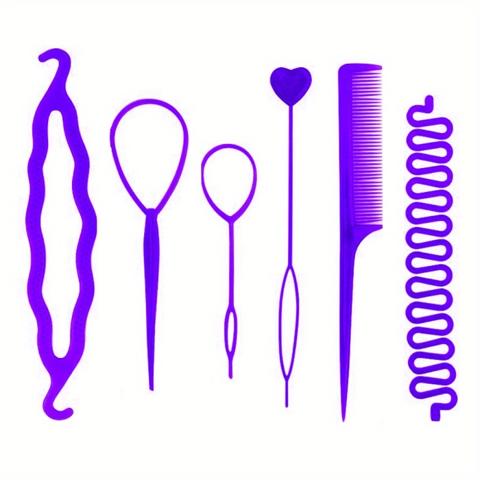 Hair Braiding Tools Hair Loop Styling Tools French Braiding Tools Hair Pull-Through Tools DIY Hair Styling Tools Hair Braiding Tools For Women And Girls (Pack Of 6 )