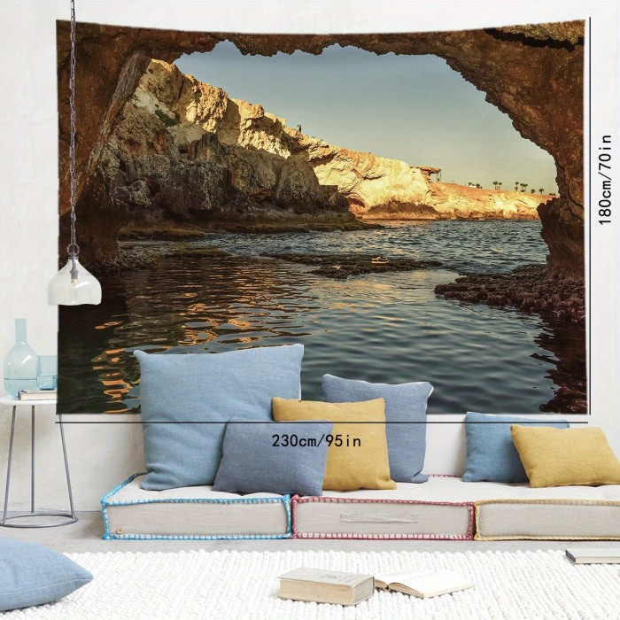 1pc Seaside Beach Tapestry, Nature Landscape Tapestry Wall Hanging Wall Decoration, Home Decor For Living Room & Bedroom