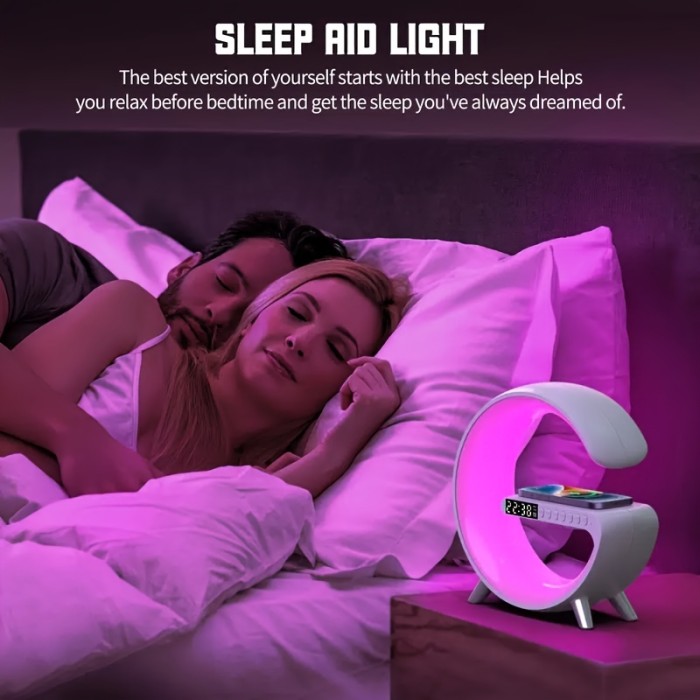 1pc, Sunrise Alarm Clock Wake Up Light Desk Lamp Controlled by App for Home Bedroom Birthday Gift Multi Charger RGB Night Light Rhythm RGB Light Alarm Clock Wake Up Light