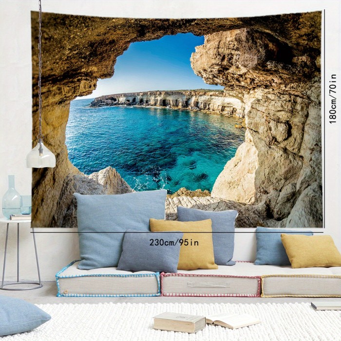 1pc Seaside Beach Tapestry, Nature Landscape Tapestry Wall Hanging Wall Decoration, Home Decor For Living Room & Bedroom