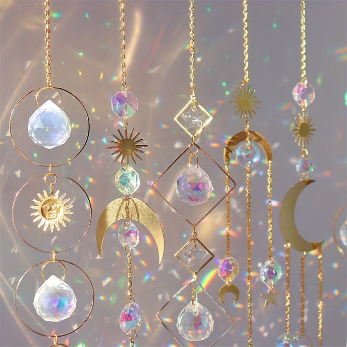 1pc, Colorful Crystal Hanging Sun Catcher Drape Ornament Decorative Crystal Ball For Window Home Garden Christmas Holiday Wedding