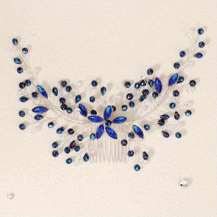 1pc Rhinestone Decor Hair Comb Baroque Style Braided Costume Party Hair Accessory Elegant Bridal Wedding Headwear
