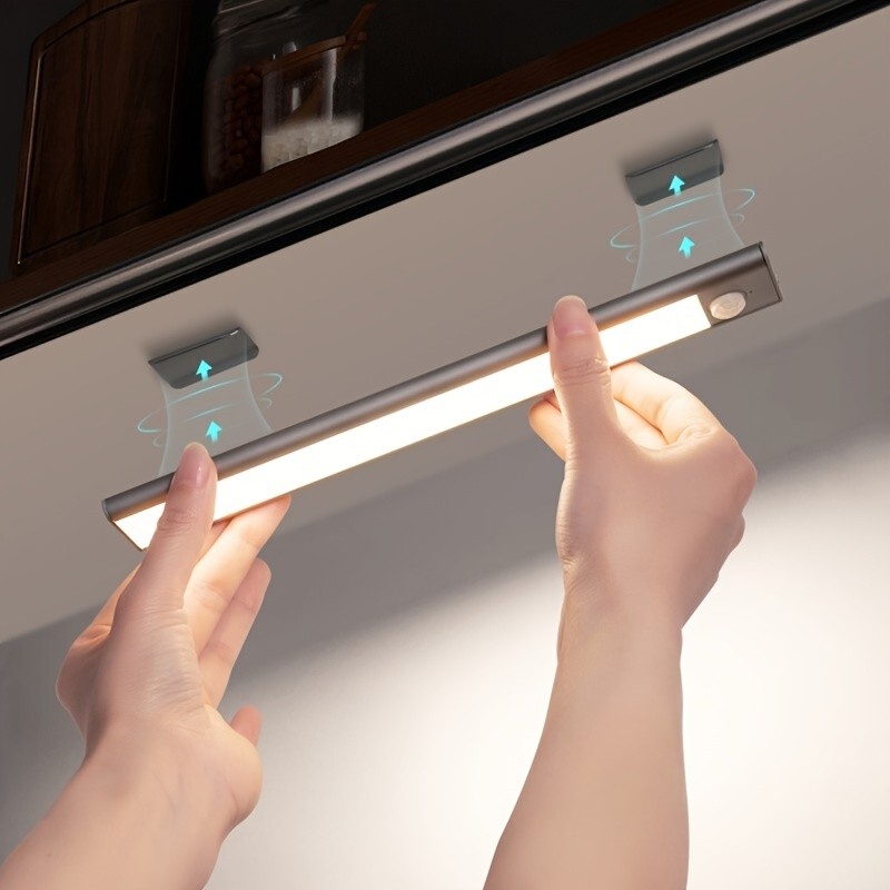 1pc LED Motion Sensor Cabinet Light, Wireless  Magnetic USB Rechargeable Kitchen Night Lights, Battery Powered Operated Light For Wardrobe Closets Cabinet Cupboard Stairs Corridor Shelf  3.9\