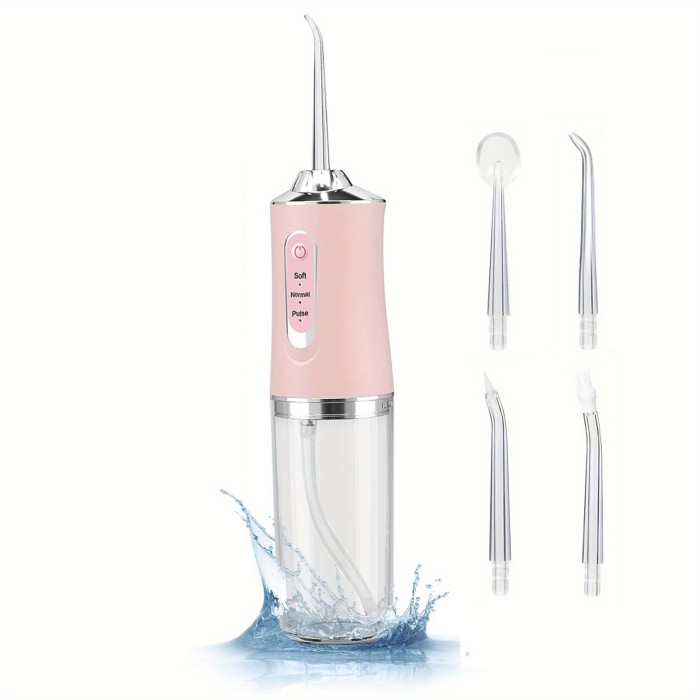 4 In 1 Water Flosser For Teeth, Cordless Water Flossers Oral Irrigator With DIY Mode 4 Jet Tips