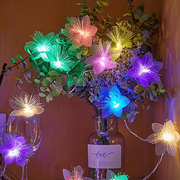 1pc Artificial Flower Decorative LED Light, 1.5m\u002F3.28ft 10LED DIY Fairy Tale Wreath Leaf Light For Home Party Wedding Room Courtyard Indoor And Outdoor Christmas & Halloween Decorations