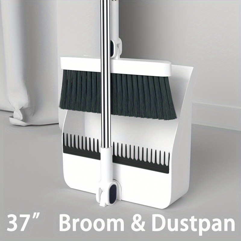 1set\u002F2pcs Broom And Dustpan Set For Home, Upright Dustpan And Broom Combo Set, Sweeping Office Kitchen Wood Floor Pet Hair, Cleaning Supplies For Indoor Housewarming Gift 37in\u002F48.8in