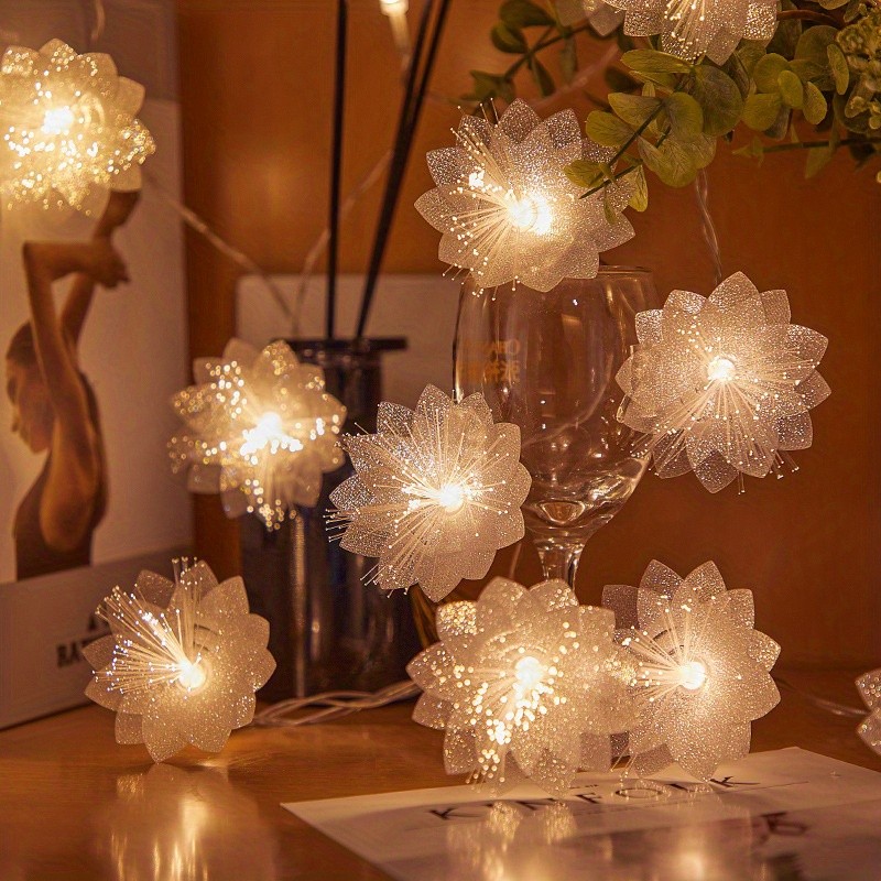 1pc Artificial Flower Decorative LED Light, 1.5m\u002F3.28ft 10LED DIY Fairy Tale Wreath Leaf Light For Home Party Wedding Room Courtyard Indoor And Outdoor Christmas & Halloween Decorations