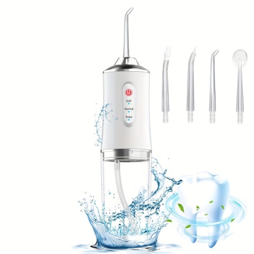 4 In 1 Water Flosser For Teeth, Cordless Water Flossers Oral Irrigator With DIY Mode 4 Jet Tips