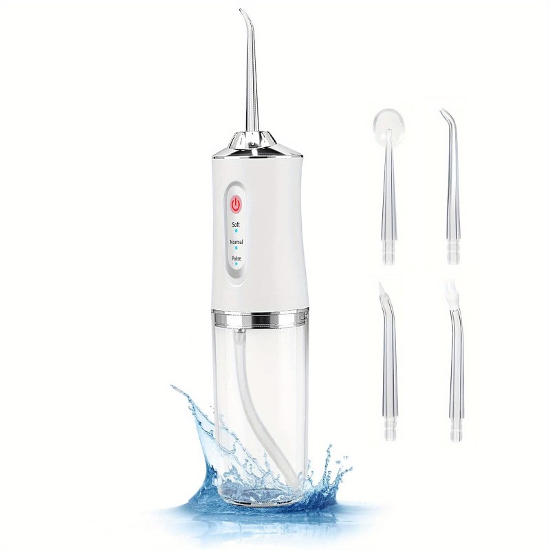 4 In 1 Water Flosser For Teeth, Cordless Water Flossers Oral Irrigator With DIY Mode 4 Jet Tips