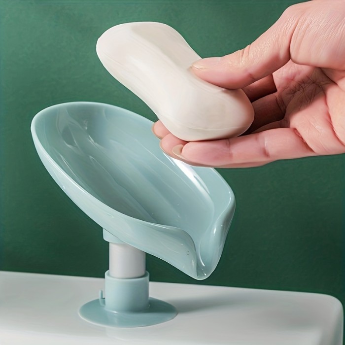 1\u002F2pcs Leaf Shape Soap Box Drain Soap Holder Bathroom Accessories Suction Cup Soap Dish Tray Soap Dish For Bathroom Soap Container