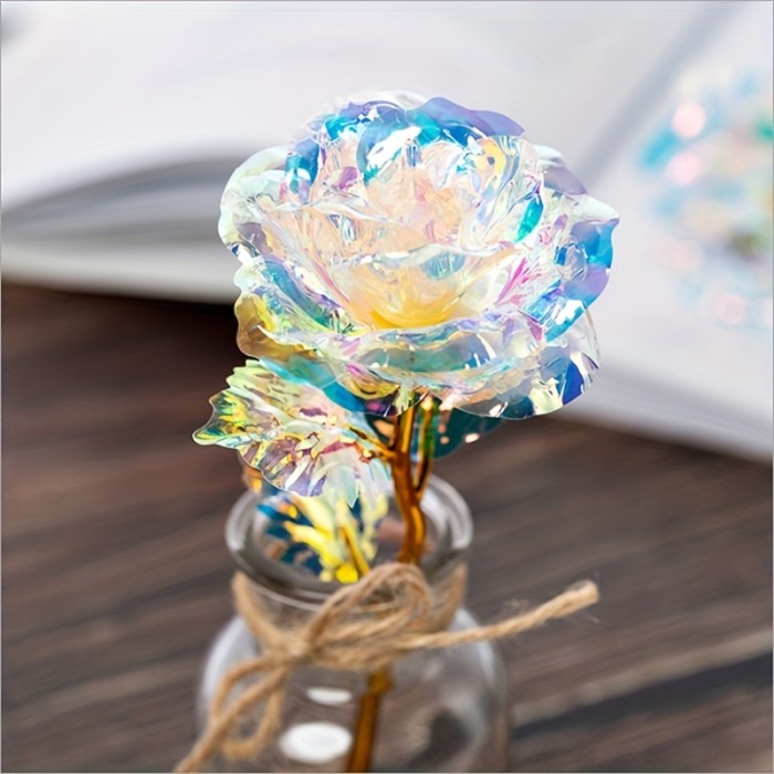 10pcs Galaxy Artificial Rose Flower Golden Plated Foil Wedding Party Christmas Valentine's Day Christmas Birthday's Day Gift