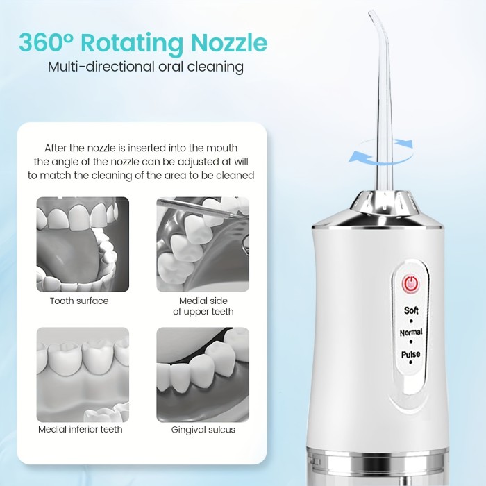4 In 1 Water Flosser For Teeth, Cordless Water Flossers Oral Irrigator With DIY Mode 4 Jet Tips