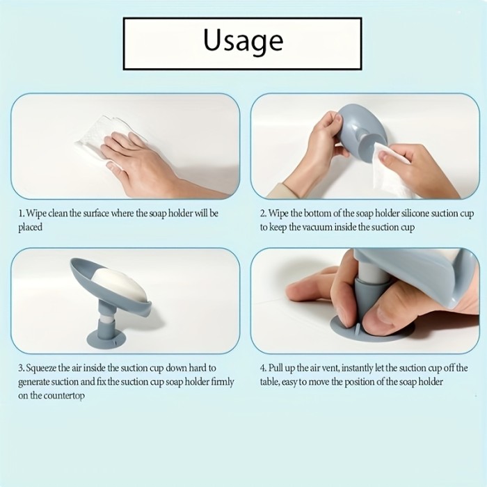 1\u002F2pcs Leaf Shape Soap Box Drain Soap Holder Bathroom Accessories Suction Cup Soap Dish Tray Soap Dish For Bathroom Soap Container