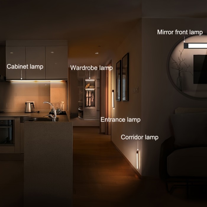 1pc LED Motion Sensor Cabinet Light, Under Counter Closet Lighting, Wireless  Magnetic USB Rechargeable Kitchen Night Lights, Battery Powered Operated Light For Wardrobe Closets Cabinet Cupboard Stairs Corridor Shelf  3.9\