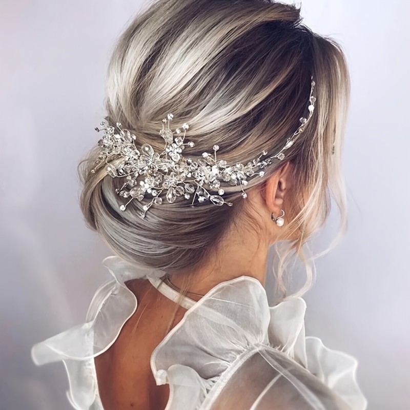 Vintage Rose Golden Silvery Wedding Accessories Bridal Headwear Shiny Crystal Hair Comb Elegant Banquet For Women