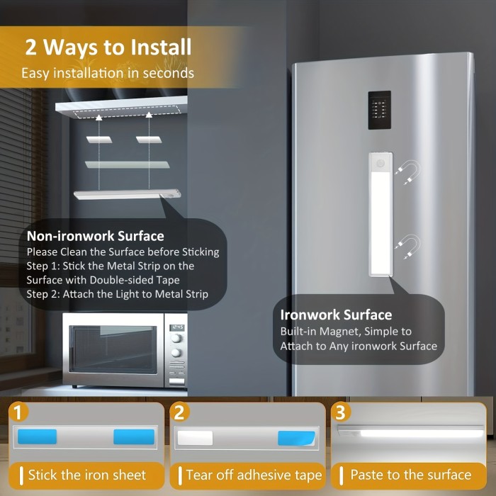 1pc LED Motion Sensor Cabinet Light, Wireless  Magnetic USB Rechargeable Kitchen Night Lights, Battery Powered Operated Light For Wardrobe Closets Cabinet Cupboard Stairs Corridor Shelf  3.9\