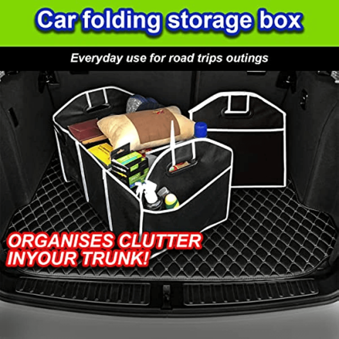 1pc Universal Car  Trunk Organizer, Portable Foldable Waterproof Auto Storage Bag With 3 Compartments, For SUV, Truck, Van, Sedan